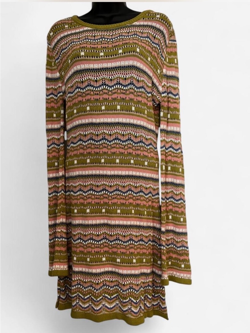 Striped cotton sweater dress size Lg NWT